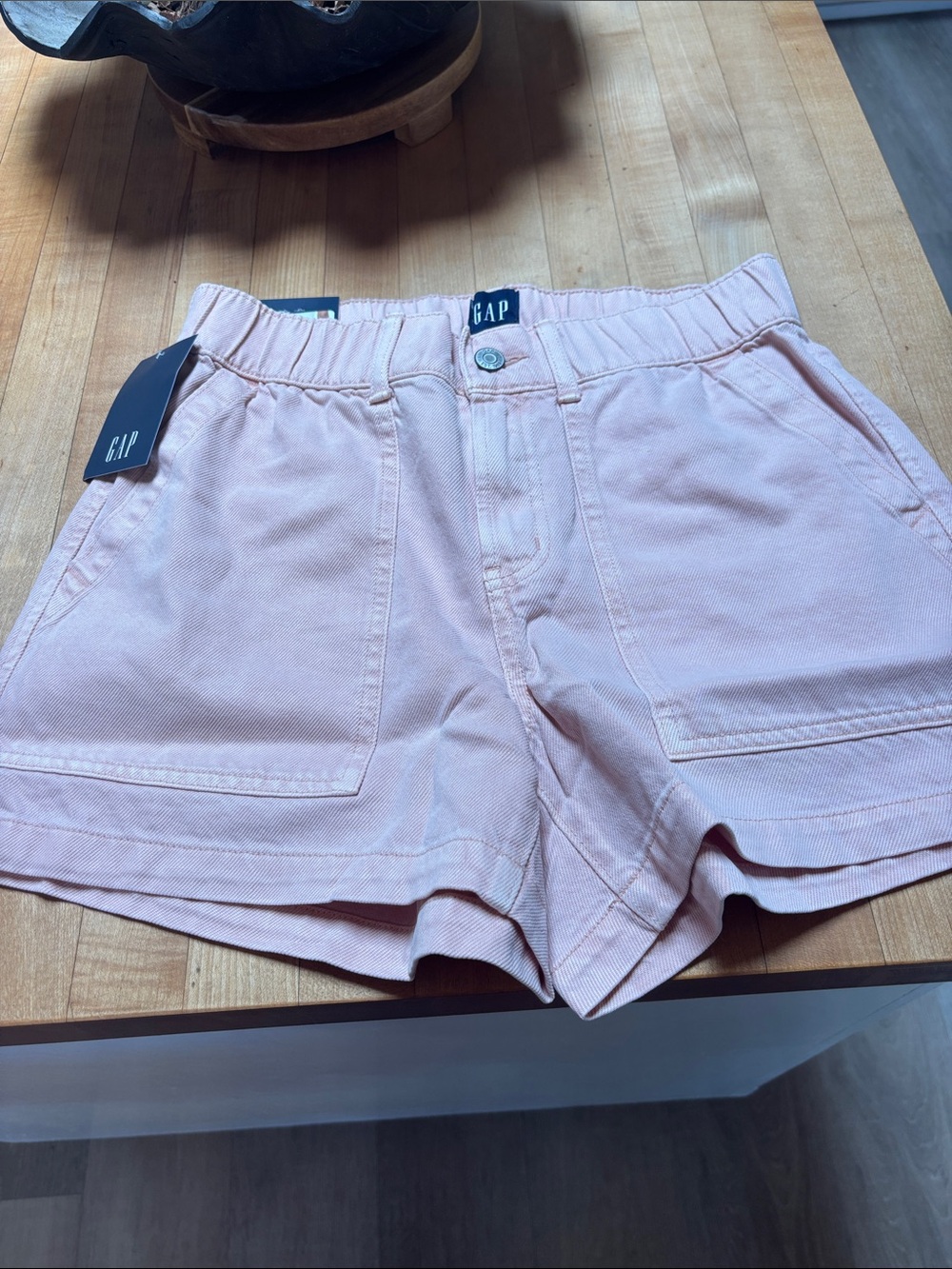 GAP Women's Soft Pink High-Waist Utility Shorts